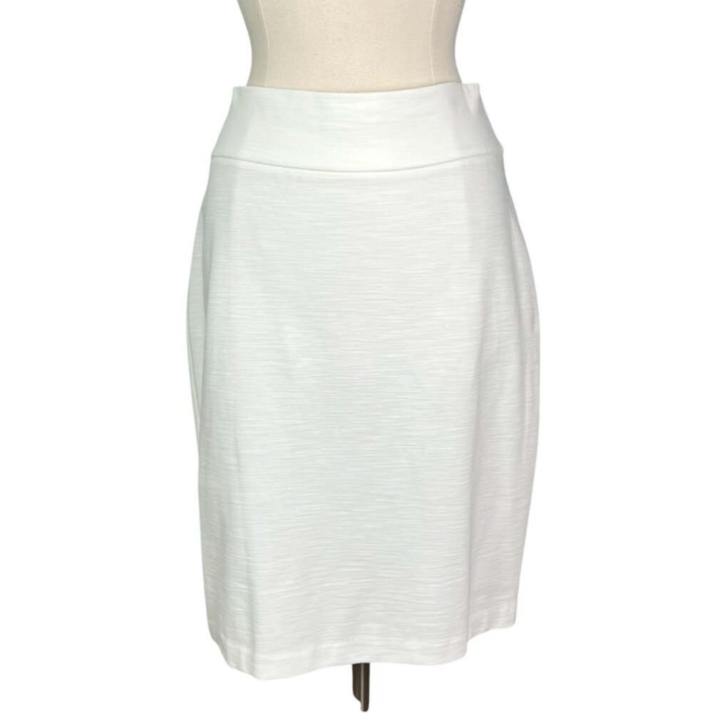Leggiadro Womens Viscose Fiammato Knit Pencil Skirt White Pull On size 14